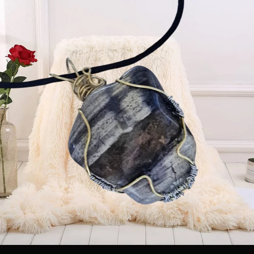 Huge Natural Poloshed Stone Pendant with Adjustable Cord Necklace